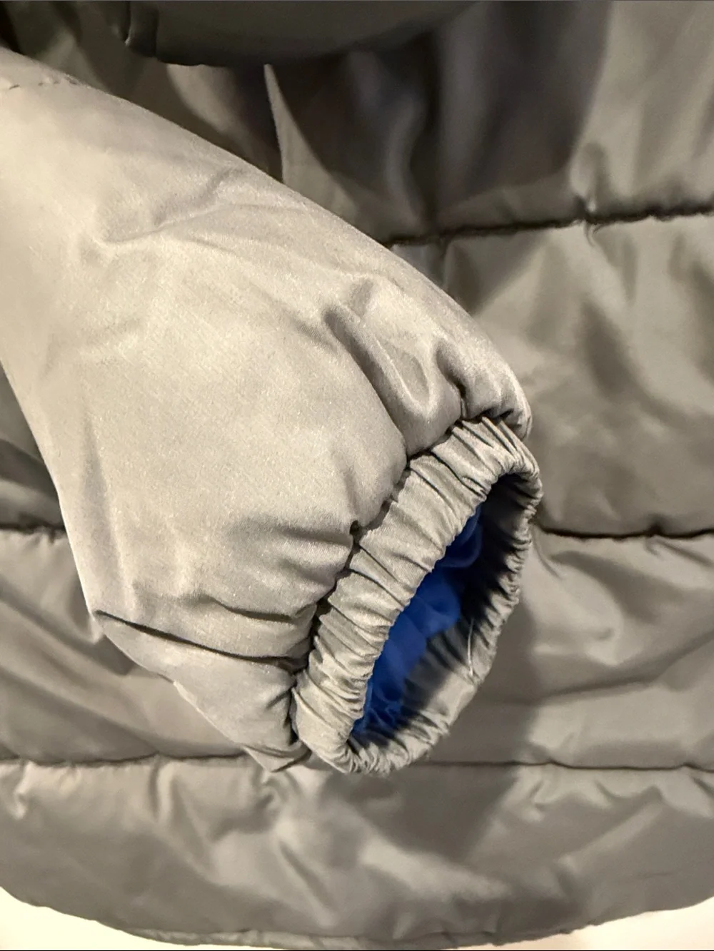 Carter's Gray Puffer Jacket with Blue Fleece Insulation and Hood